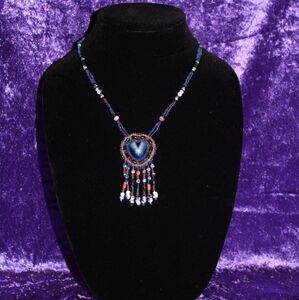 17"-20" Blue Beaded Heart Necklace
